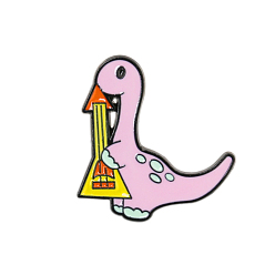Pink Динозавр с эмалевой булавкой для музыкального инструмента, брошь из сплава для рюкзака, розовые, 30x28 мм