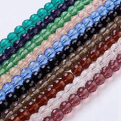 Couleur Mélangete Perles en verre transparentes , à facettes (96 facettes), ronde, couleur mixte, 10mm, Trou: 1mm, Environ 72 pcs/chapelet, 26 pouce