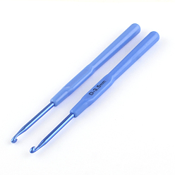 Aciano Azul Ganchillos de aluminio con mango de plástico cubiertas, azul aciano, pin: 3.5 mm, 140x9x7.5 mm