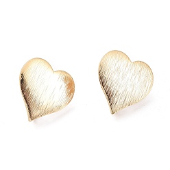 Real 18K Gold Plated Brass Stud Earring Findings,  with Ear Nuts, Earring Backs & Loop, Heart, Real 18K Gold Plated, 19.5x19x0.7mm, Hole: 2.3mm, Pin: 0.9mm