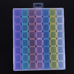 Colorful Rectangle Polypropylene(PP) Bead Storage Containers, with Hinged Lid and 56 Grids, Each Row Has 8 Grids, for Jewelry Small Accessories, Colorful, 21x17.5x2.7cm