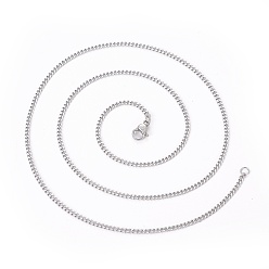 Stainless Steel Color 304 Stainless Steel Curb Chain Necklaces, with Lobster Clasps, Stainless Steel Color, 21.8 inch(55.6cm), 2mm