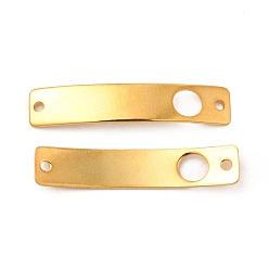 Round 201 Stainless Steel Connector Charms, Real 24K Gold Plated, Curved Rectangle Links, Round Pattern, 30x6x0.8mm, Hole: 1.4mm