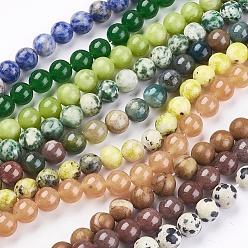 Mixed Color Round Gemstone Beads Mix, Assorted Colors, about 8mm in diameter, hole: 0.8mm, about 50pcs/strand, 16 inch