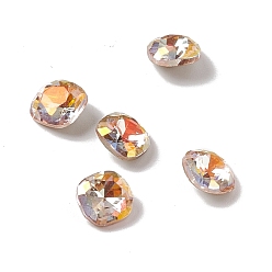 Light Juicy Peach AB Cabujones de diamantes de imitación de cristal, puntiagudo espalda y dorso plateado, plaza, melocotón jugoso ligero ab, 6x6x3 mm