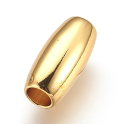 Настоящее золото 18K Латунные бусины, бусины с большим отверстием, овальные, реальный 18 k позолоченный, 20.5x9.5 мм, отверстие : 5.5 мм