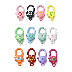 Mixed Color Spray Painted Alloy Lobster Claw Clasps, Flower, Mixed Color, 36.5x18x7mm, Hole: 3.5mm