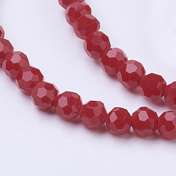 Rouge Brins de perles de verre à facettes, ronde, rouge, 32mm, Trou: 4mm, Environ 1 pcs/chapelet, 88~90 cm