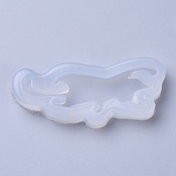Blanco Moldes de silicona de grado alimenticio, moldes de resina, para resina uv, fabricación de joyas de resina epoxi, forma de gato, blanco, 54x23x8 mm, diámetro interior: 13x47 mm