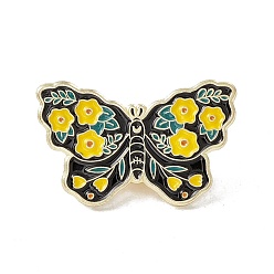 Jaune Broche en émail papillon, insigne en alliage plaqué or pour vêtements de sac à dos, jaune, 19x31x1.5mm