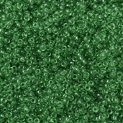 (RR145) Transparent Light Green Cuentas de rocailles redondas miyuki, granos de la semilla japonés, (rr 145) transparente verde claro, 11/0, 2x1.3 mm, agujero: 0.8 mm, sobre 1100 unidades / botella, 10 g / botella