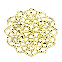 Oro Chapado en rack cabujones de filigrana de hierro, flor, dorado, 62x62x0.7 mm