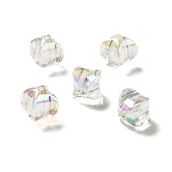 Clair Perles acryliques irisées arc-en-ciel à placage uv bicolore, rectangle, clair, 15~15.5x14x14mm, Trou: 2.7mm