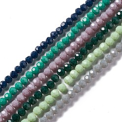 Mixed Color Faceted(32 Facets) Glass Beads Strands, Round, Mixed Color, 6x5.5mm, Hole: 1.2mm, about 95pcs/strand, 22.24''(56.5cm)
