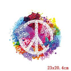 Butterfly Peace Symbol Pattern Heat Transfer Film, Iron on Vinyl, for Garment T-shirt Accessories, Butterfly, 230x204mm