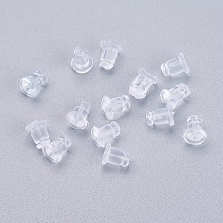 Clear Silicone Ear Nuts, Earring Backs, Clear, 6x5mm, Hole: 0.7mm, about 500pcs/bag