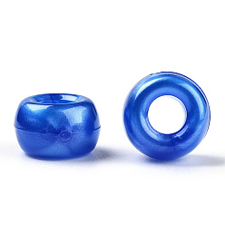 Royal Blue Plastic Pearlized Beads, Barrel, Royal Blue, 9x6mm, Hole: 3.8mm, about 1900pcs/500g