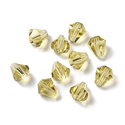 Kaki Clair Verre imitation perles de cristal autrichien, facette, diamant, kaki clair, 10x9mm, Trou: 1mm