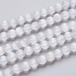 Sélénite Brins de perles de sélénite naturelles, ronde, 6~6.5mm, Trou: 0.9mm, Environ 64 pcs/chapelet, 15.55 pouce (39.5 cm)