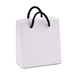 White Rectangle Paper Bags, with Handles, for Gift Bags and Shopping Bags, White, 12x11x0.6cm