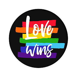 Word Rainbow Color Pride Flat Round Tinplate Lapel Pin, Badge for Backpack Clothes, Word, 44mm