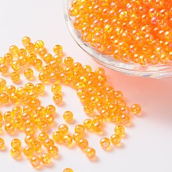 Orange Eco-Friendly Transparent Acrylic Beads, Round, AB Color, Orange, 6mm, Hole: 1.5mm, about 4000pcs/500g
