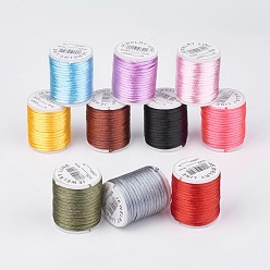 Color mezclado Hilo de nylon, cordón de satén de cola de rata, color mezclado, 2 mm, aproximadamente 4.37 yardas (4 m) / rollo
