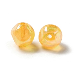 Or Perles acryliques transparentes, de couleur plaquée ab , ronde irrégulière, or, 17.5x17.5mm, Trou: 3mm, environ167 pcs / 500 g