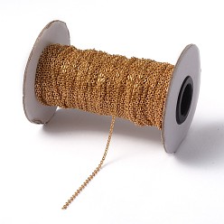 Золотой Вакуумная обшивка 304 кабельных цепей из нержавеющей стали, пайки, с катушкой, Плоско-овальные, золотые, 2.5x2x0.5 мм, около 82.02 футов (25 м) / рулон