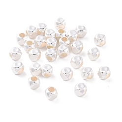 Plata 925 perlas de plata esterlina, hexágono, plata, 3x3x3 mm, agujero: 1.5 mm, Sobre 147 unidades / 10 g