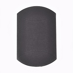 Noir Coffrets cadeaux de mariage en papier kraft, coussin, noir, 9x10.5x3.5 cm