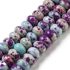 Pourpre Brins de perles teintes en jaspe impérial synthétique, rondelle, pourpre, 6~7x4~4.5mm, Trou: 1.2mm, Environ 90~94 pcs/chapelet, 14.76''~15.08" (37.5~38.3 cm)