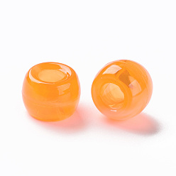 Orange Foncé Perles Européennes acryliques, pierre d'imitation, Perles avec un grand trou   , rondelle, orange foncé, 9x6mm, Trou: 4mm, environ1790~1840 pcs / 500 g