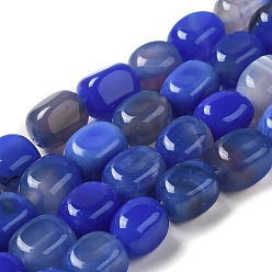 Bleu Pierre gemme agate naturelle, teints et chauffée, cube, bleu, 11~12x8~9.5x8~9.5mm, Trou: 1.2mm, Environ 16 pcs/chapelet, 7.48~7.72'' (19~19.6 cm)