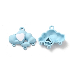 Blue Alloy Chandelier Component Links, Spray Painted, Lead Free & Cadmium Free, Cloud with Heart, Blue, 19x21x4.5mm, Hole: 1.8mm