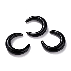 Obsidian Natural Obsidian Beads, No Hole, for Wire Wrapped Pendant Making, Double Horn/Crescent Moon, 31x28x6.5mm