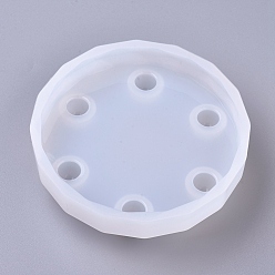 Blanco Diy moldes de silicona de soporte de exhibición redondo plano, moldes de resina, para resina uv, fabricación de joyas de resina epoxi, blanco, diámetro interior: 95 mm, agujero redondo: 11 mm