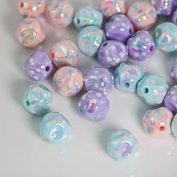 Mixed Color Luminous Acrylic Beads, Glow in the Dark, Nuggets, Mixed Color, 16mm