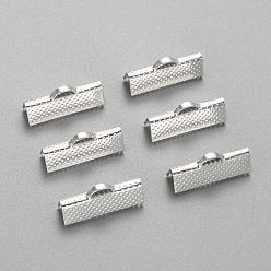 Серебро Железо лента обжима концов, серебряный цвет гальваническим, 8x20 мм, отверстие : 2 мм