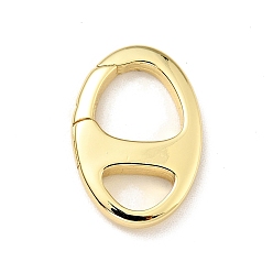 Real 18K Gold Plated Brass Spring Gate Rings, Oval, Cadmium Free & Lead Free, Long-Lasting Plated, Real 18K Gold Plated, 16.5x11.5x2.5mm, Hole: 6.5x4mm