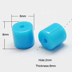 Dark Turquoise Solid Colour Acrylic Beads, Column, Dark Turquoise, 8x8x8mm, Hole: 2mm, about 1075pcs/500g