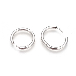 Stainless Steel Color 304 Stainless Steel Hoop Earrings, Manual Polishing Huggie Earrings, Stainless Steel Color, 14 Gauge, 11x1.6mm, Pin: 0.8mm(±0.1mm), Inner Diameter: 8mm