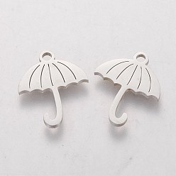 Stainless Steel Color 201 Stainless Steel Pendants, Umbrella, Stainless Steel Color, 16x13x1.1mm