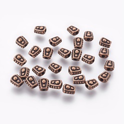 Red Copper Tibetan Style Alloy Beads, Lead Free & Cadmium Free, Trapezoid, Red Copper Color, 6x5x4mm, Hole: 1mm