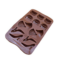Brun Saddle Moules en silicone de qualité alimentaire, moules à bonbons et chocolat, motifs mixtes, selle marron, 105x210x12mm