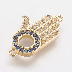Real 18K Gold Plated Brass Micro Pave Cubic Zirconia Links, Palm, Real 18K Gold Plated, 21.5x12.5x2mm, Hole: 1mm