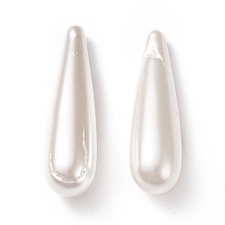 Blanc Nacre perles semi-percées, larme, blanc, 30~31x8mm, Trou: 0.5~1mm