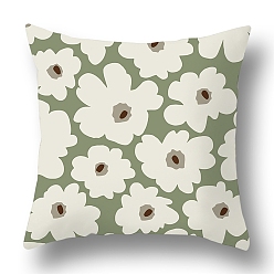 Fleur Housses de coussin en polyester abstraites, série verte, style nordique, géométrie, Housse de coussin, pour canapé canapé-lit, carrée, fleur, 440x440mm