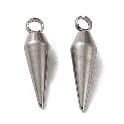 Stainless Steel Color 304 Stainless Steel Pendants, Cone Charm, Stainless Steel Color, 18x5mm, Hole: 2.2mm