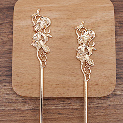 Light Gold Alloy Flower Hair Sticks for Enamel, Long-Lasting Plated Hair Accessories for Women, Light Gold, 140x30mm